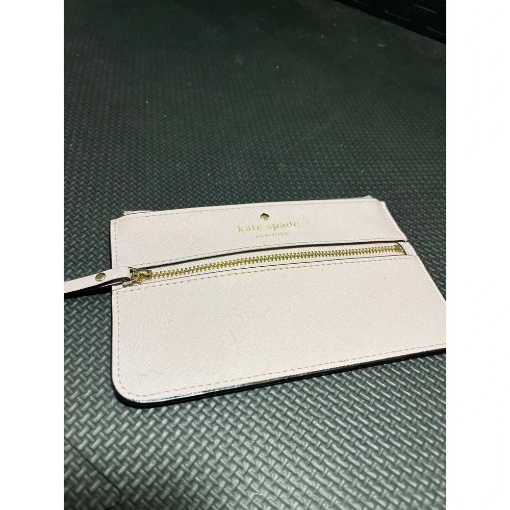 Kate Spade Mikas Pond Saffiano Leather Zip Wristlet Light Pink READ‎